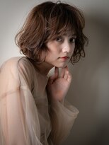 カバーヘア ブリス 大宮西口(COVER HAIR bliss)&nbsp;ダークブラウン乾かすだけくせ毛風Ａラインボブz大宮20代30代