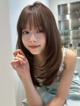 ノイ 銀座(noi) 顔周りレイヤーカットくびれヘアミルクティーベージュカラー韓国