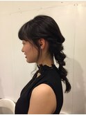 二次会ヘアセット編み下ろし黒髪アレンジ奈良清水
