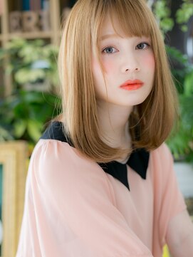 カバーヘア ブリス 戸田公園西口店(COVER HAIR bliss) 外国人カラー斜めバング透け感ミディh2戸田公園10代20代30代