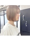 ヘーゼルグレージュハイトーンボブケアブリーチダブルカラー
