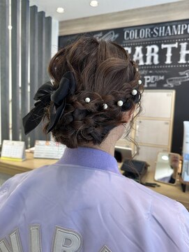 アース 三軒茶屋店(HAIR&MAKE EARTH) 三軒茶屋_レディース_ヘアアレンジ_セット_シニヨン_編み込み
