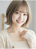 ☆レイヤーボブショートボブシースルーバングくすみベージュ☆