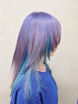ベジータ(VEGETA) White purple×Aqua Blue×long layer