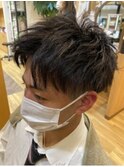 学生カットアップバング爽やかショートスタイル眉毛七三美容室