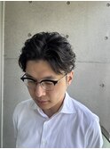 大人のセンターパートパーマ