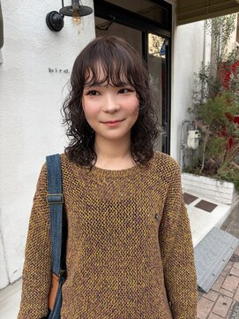 ヘアーデザイン アルエ(HAIR×design ARUE) ウルフレイヤーパーマ/ オリーブベージュ / 前髪パーマ