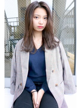 ダブル(DouBLe) センターパート×ブラウンベージュ