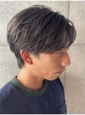 ニュアンスパーマ センターパート 刈り上げ ビジネスヘア