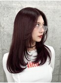 大人可愛い韓国レイヤー/ワインレッド