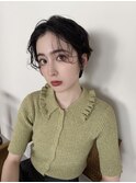 顔周りレイヤーカットくびれヘアミルクティーベージュカラー韓国