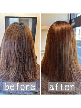 グロス(gloss) 【箕面豊中】髪質改善艶髪縮毛矯正ビフォーアフター