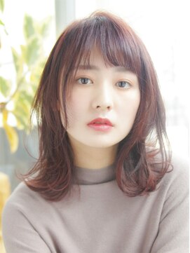 ヘアースパパズ(hairspaPAZ) 外ハネレイヤーロブ/バーガンディー/髪質改善