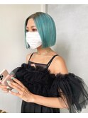 ケアブリーチ×ハイトーン×エメラルドグリーン(表参道)