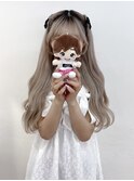 編み込みハーフツイン　ウェーブ巻き　渋谷ヘアメ　アイドルヘア