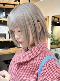 ダブルカラー#ケアブリーチ#ハイトーン#ペールピンク/くびれボブ