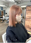 熊本ボブ　ミルクティーベージュ　切りっぱなしボブ　熊本美容室