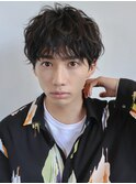 フェザーマッシュ/メンズパーマ/アッシュブラック/元町