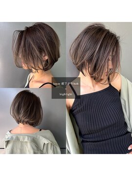 トルネード(TORNADO) レイヤー前下がりボブグレーベージュくびれ n5.10