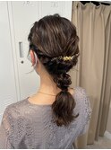 ハーフアップ編み込み結婚式ヘアアレンジ