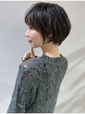 前髪あり耳掛け丸みくびれショートボブ20代30代40代50代（蘭）
