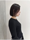 YOKE 大人ボブぱつっとボブ丸くないボブ艶髪ネイビーブラック