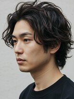 フイ 横浜センター北店(Hui)&nbsp;フェザーパーマ/グレーブルーカラー/刈り上げショートパンク