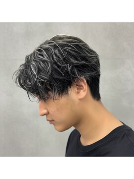 アッシュ 桜木町店(Ash) ツイスパ×ホワイトシルバーメッシュ横浜メンズヘアカラー