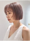 プツッとボブ×ベージュカラー