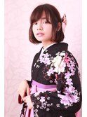 着物ヘア/ヘアセット/シースルーバング/ボブアレンジ/袴着付け