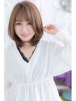 ミック ヘアアンドメイク アップ 駒込店(miq Hair&Make up)&nbsp;伸ばしかけに◎ココアブラウンワンカールロングボブ