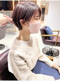 *滝田*フルバングマッシュショート似合わせカットピンクブラウン