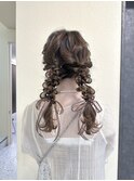 リボンがかわいい＊ふわもこツインアレンジ/結婚式.お呼ばれ