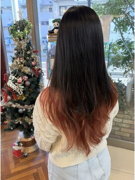 インナーカラーChoral RED×フェイスレイヤー