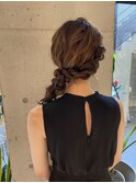 サイドポニー　編み下ろしヘアセット