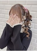 編みカチュハートサイドポニー×量産巻き＊まゆ
