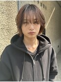 =メンズボブ/ダークアッシュ/ニュアンスパーマ/メンズウルフ