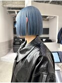 ペールブルー/ブルージュ/ハイトーンボブ/切りっぱなしボブ