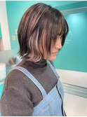 インナーカラー/イヤリングカラー/グレージュ/ショートボブ