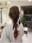 タイトローポニー/編みおろし/お呼ばれヘア/結婚式/ヘアセット