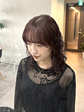 クム 横浜(qumu) 【qumu MARIKO】ニュアンスパーマ×ワインレッド