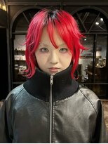 ノラ ヘアーサロン(NORA HAIR SALON) 赤レッドカラーブリーチカラーデザインカラー派手髪赤髪