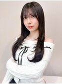 縮毛矯正ストレートダークパープルミルクブラウンダウンバング &nbsp;