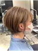 【LA'BO三浦】ブリーチなしベージュ×丸みショート