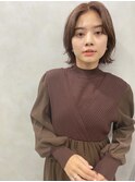 【トレンド】マロンベージュカラー　センター分けレイヤーボブ
