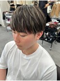 7722_ツメンズフェード刈り上げ黒髪アッシュハイライトカラー