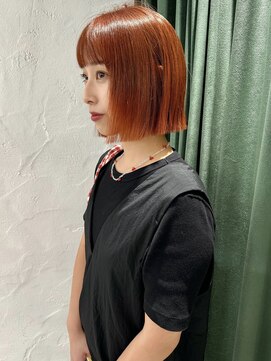 ヘン(hen) 【心斎橋南船場hen】オレンジ切りっぱなしボブ