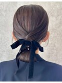結婚式お呼ばれタイトシニヨン／ヘアセット/カチモリ/アレンジ