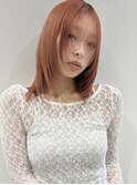 レイヤーカット顔周り小顔ブリーチオレンジベージュピレンジ暖色