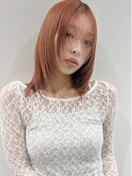 ラミエバイメルト 下北沢(lamie by melt) レイヤーカット顔周り小顔ブリーチオレンジベージュピレンジ暖色